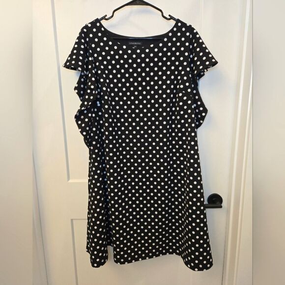 Lane Bryant black & white polka dot dress Flutter sleeves plus size 18/20 - Picture 2 of 13